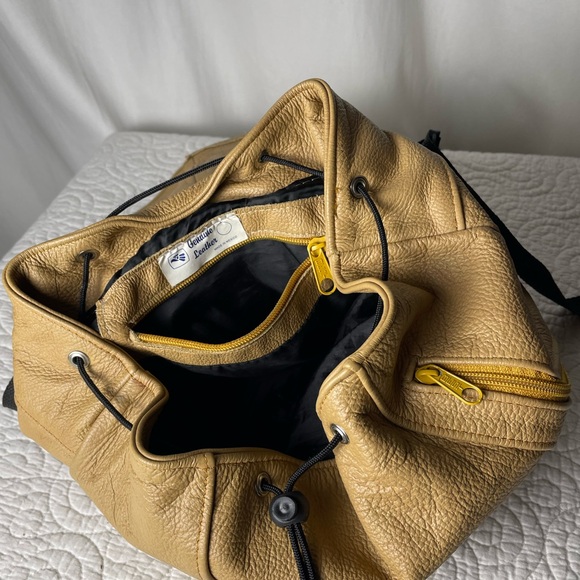 Soft Leather 90s Drawstring Backpack in Camel - Picture 11 of 11